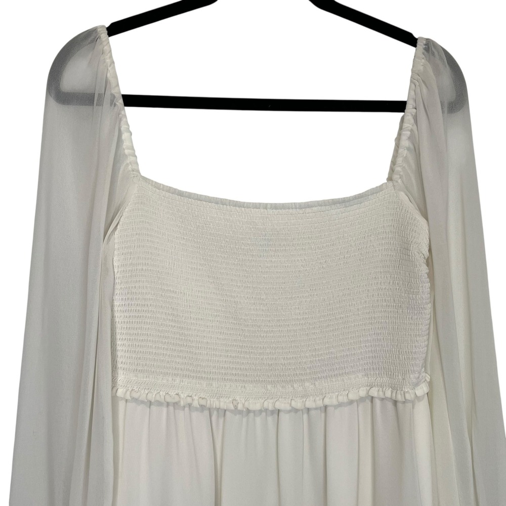 Aritzia Wilfred Tempest White Chiffon Long Sleeve Mini Dress XL Bridal Wedding - Picture 4 of 11